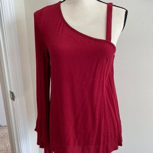 Sanctuary Dressy, One Sleeve Blouse.  Dark Red.  Sz. Sm